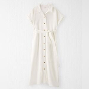 Belted Cream Maxi Shirt Dress